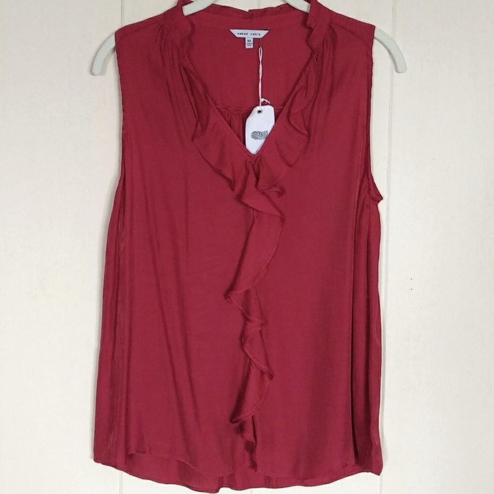 Naked Zebra🦓 Ruffle Detail Top Size M - NWT